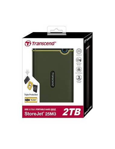 Transcend Storejet 25M3G Zewnętrzny Dysk Twarde 2 Tb 2.5" Micro-Usb B 3.2 Gen 1 (3.1 Gen 1) Zielony