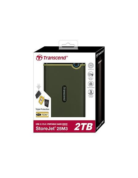Transcend Storejet 25M3G Zewnętrzny Dysk Twarde 2 Tb 2.5" Micro-Usb B 3.2 Gen 1 (3.1 Gen 1) Zielony