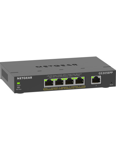 Netgear 5-Port Gigabit Ethernet High-Power Poe+ Plus Switch (Gs305Epp) Zarządzany L2/L3 Gigabit Ethernet (10/100/1000) Obsługa P