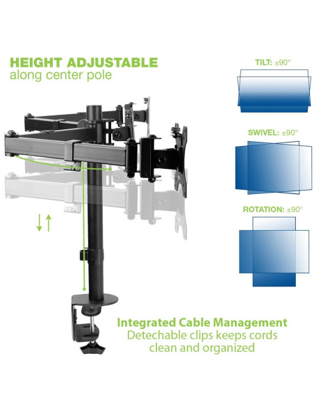 Techly Ica-Lcd 482-T Uchwyt / Stojak Do Monitorów 61 Cm (24") Biurko Czarny