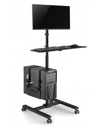 Wózek Stand Profesjonalny Maclean, Mobilne Stanowisko Komputerowe Na Kółkach, Max 17"-32", Max 20Kg, Mc-793