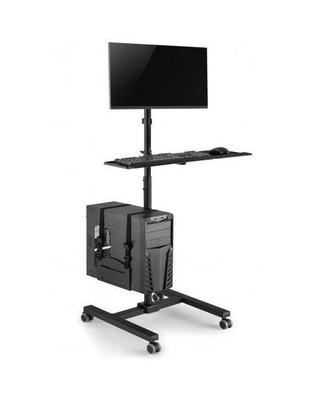 Wózek Stand Profesjonalny Maclean, Mobilne Stanowisko Komputerowe Na Kółkach, Max 17"-32", Max 20Kg, Mc-793