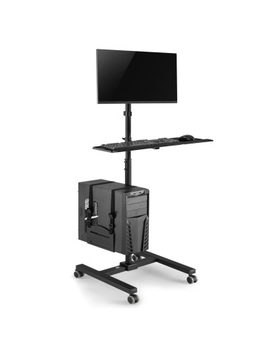 Wózek Stand Profesjonalny Maclean, Mobilne Stanowisko Komputerowe Na Kółkach, Max 17"-32", Max 20Kg, Mc-793