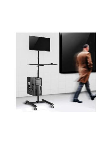 Wózek Stand Profesjonalny Maclean, Mobilne Stanowisko Komputerowe Na Kółkach, Max 17"-32", Max 20Kg, Mc-793