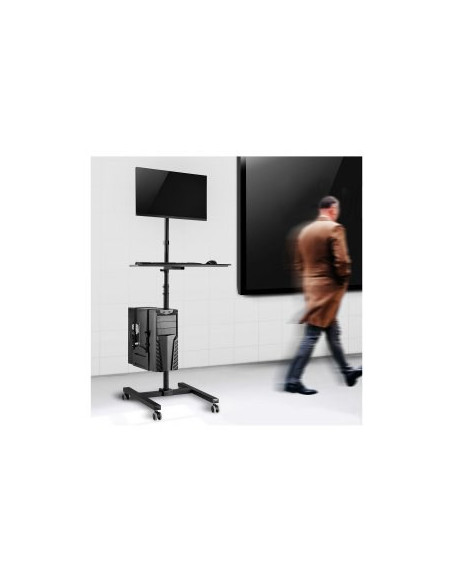 Wózek Stand Profesjonalny Maclean, Mobilne Stanowisko Komputerowe Na Kółkach, Max 17"-32", Max 20Kg, Mc-793