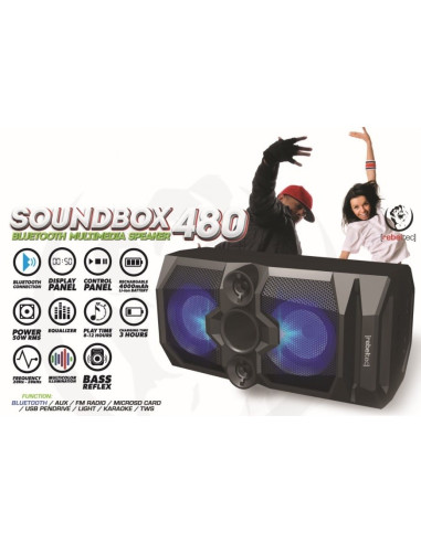 Rebeltec Soundbox 480 Przenośny Głośnik Bluetooth Stereo Czarny, 50W Rms