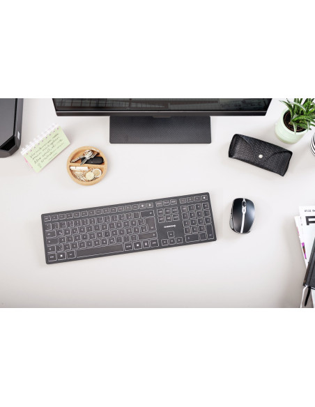 Cherry Kw 9100 Slim Klawiatura Uniwersalne Rf Wireless + Bluetooth Qwertz Niemiecki Czarny