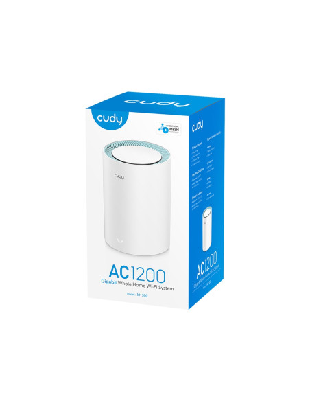 Siatkowy System Wi-Fi Cudy M1300 1-Pack Siatkowy System Wi-Fi Dual-Band (2.4 Ghz/5 Ghz) Wi-Fi 5 (802.11Ac) Biały Wewnętrzne
