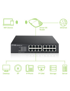 Switch Zyxel Gs1100-16 16P Unmanaged Gigabit 2