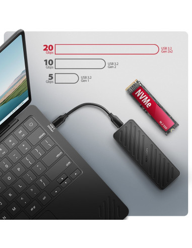 Obudowa Zewnętrzna Axagon Eem2-20G Do Dysków M.2 Nvme / Usb-C 3.2