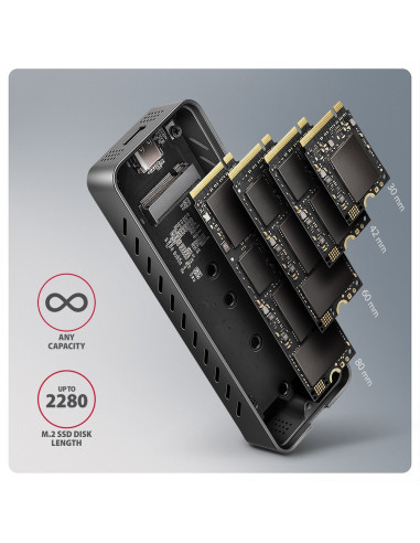 Obudowa Zewnętrzna Axagon Eem2-20G Do Dysków M.2 Nvme / Usb-C 3.2