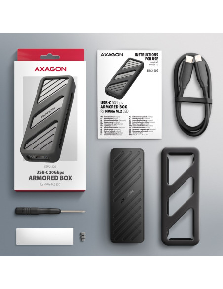 Obudowa Zewnętrzna Axagon Eem2-20G Do Dysków M.2 Nvme / Usb-C 3.2