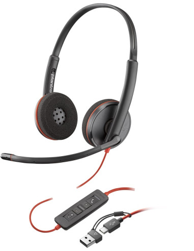 Poly Blackwire 3220 Stereo Usb-C Headset +Usb-C/A Adapter (Bulk)