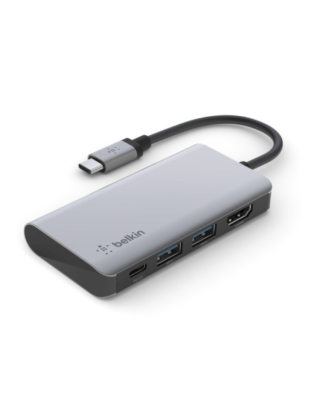 Hub Belkin Connect Usb-C 4-In-1 Multiport Adapter 1X4K Hdmi/2Xusb-A/1Xusb-C Pd3.0 Grey