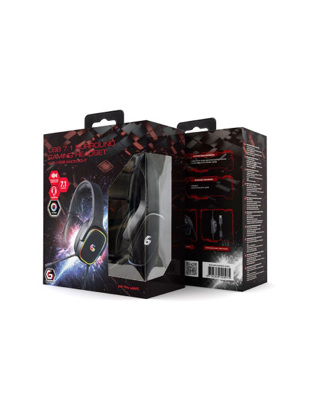 Gembird Gamingowy Zestaw Słuchawkowy 7.1 Na Usb Z Podświetleniem Rgb