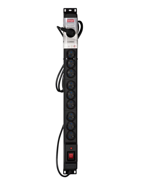 Listwa Przeciwprzepięciowa Activejet Combo/12Gn/5M/Cz (12 X Ute  10A (2500 W)  5M  Kolor Czarny)
