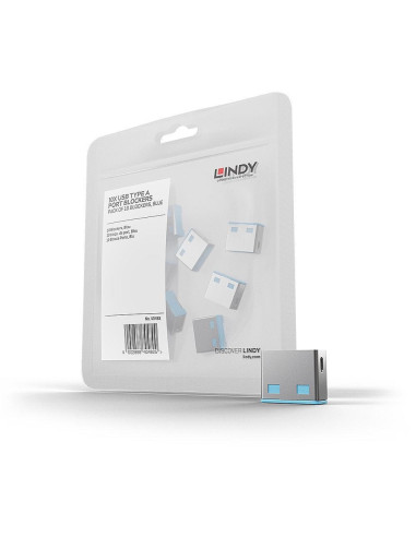Lindy 40462 Bloker Portów Blokada Portu Usb Typu-A Niebieski Kopolimer Akrylonitrylo-Butadieno-Styrenowy (Abs) 10 Szt.