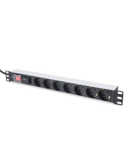 Digitus Listwa Zasilająca Pdu 19" Rack, 7X Gniazdo Schuko, 2.0M, 1X Wtyk Unischuko, 16A, Wł./Wył., Zabezpieczenie Przepięciowe, 