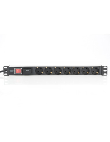 Digitus Listwa Zasilająca Pdu 19" Rack, 7X Gniazdo Schuko, 2.0M, 1X Wtyk Unischuko, 16A, Wł./Wył., Zabezpieczenie Przepięciowe, 