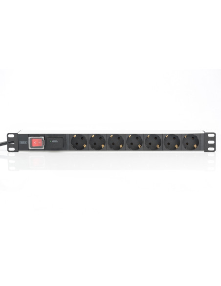 Digitus Listwa Zasilająca Pdu 19" Rack, 7X Gniazdo Schuko, 2.0M, 1X Wtyk Unischuko, 16A, Wł./Wył., Zabezpieczenie Przepięciowe, 