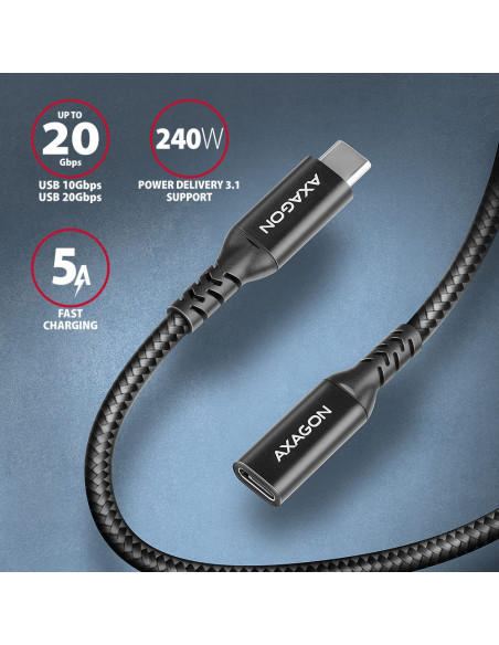 Axagon Bucm32-Cf15Ab Kabel Usb Usb 3.2 Gen 2X2 1,5 M Usb C Czarny