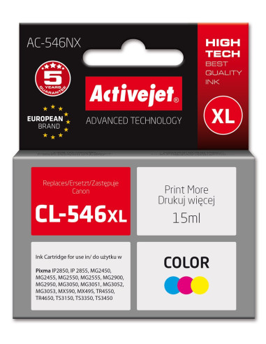 Activejet Ac-546Nx Tusz (Zamiennik Canon Cl-546Xl  Supreme  15 Ml  Kolor: Czerwony, Niebieski, Żółty)