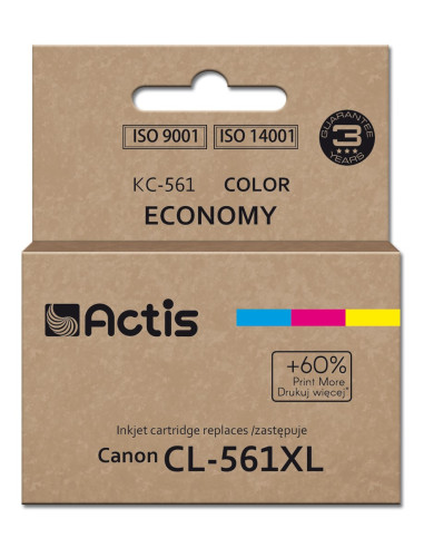 Actis Kc-561 Tusz (Zamiennik Canon Cl-561Xl  Supreme  18 Ml  Błękitny, Purpurowy, Żółty). Drukuje Więcej O 60% Względem Oem.