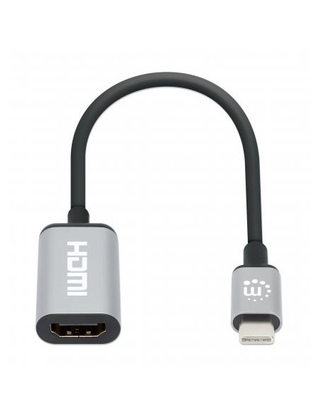 Manhattan 153706 Adapter Kablowy 0,15 M Usb Type-C Hdmi Czarny, Srebrny