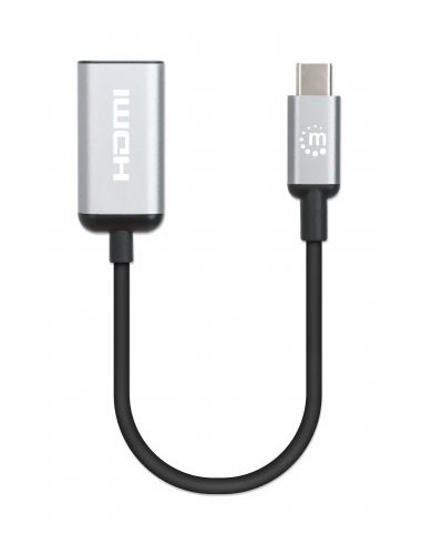 Manhattan 153706 Adapter Kablowy 0,15 M Usb Type-C Hdmi Czarny, Srebrny