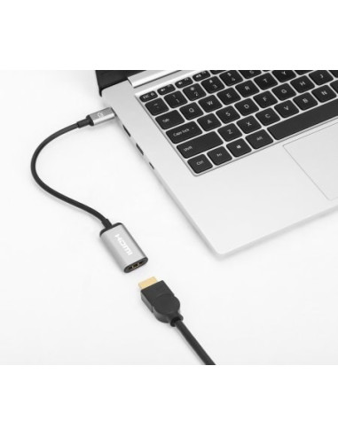 Manhattan 153706 Adapter Kablowy 0,15 M Usb Type-C Hdmi Czarny, Srebrny