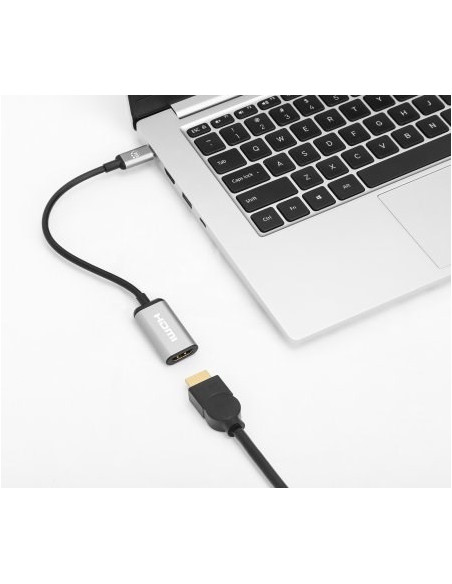 Manhattan 153706 Adapter Kablowy 0,15 M Usb Type-C Hdmi Czarny, Srebrny