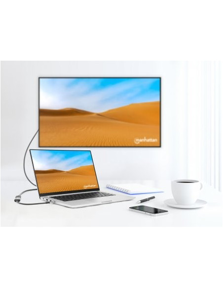 Manhattan 153706 Adapter Kablowy 0,15 M Usb Type-C Hdmi Czarny, Srebrny