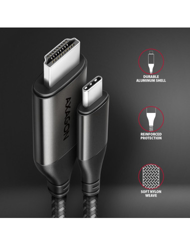 Axagon Rvc-Hi2Mc Adapter Kablowy 1,8 M Usb Type-C Hdmi Czarny