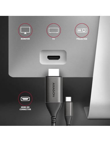 Axagon Rvc-Hi2Mc Adapter Kablowy 1,8 M Usb Type-C Hdmi Czarny