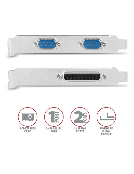 Axagon Pcea-Psn Pcie- Mit 1X Parallel-+ 2X Seriell-Ports - Asix Ax99100 Adapter Wewnętrzny Równoległy, Rs-232