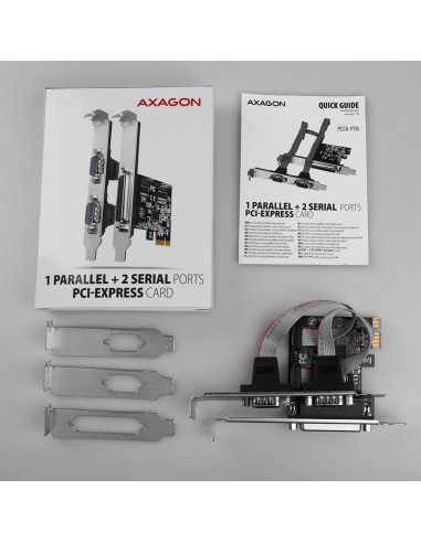 Axagon Pcea-Psn Pcie- Mit 1X Parallel-+ 2X Seriell-Ports - Asix Ax99100 Adapter Wewnętrzny Równoległy, Rs-232