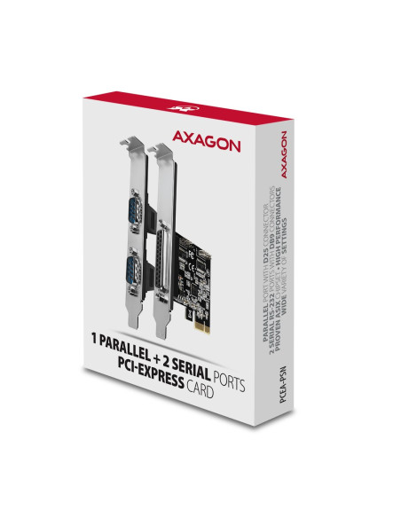Axagon Pcea-Psn Pcie- Mit 1X Parallel-+ 2X Seriell-Ports - Asix Ax99100 Adapter Wewnętrzny Równoległy, Rs-232