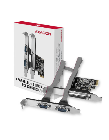 Axagon Pcea-Psn Pcie- Mit 1X Parallel-+ 2X Seriell-Ports - Asix Ax99100 Adapter Wewnętrzny Równoległy, Rs-232