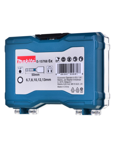 Makita Zestaw Nasadek 1/4"  50Mm 6Szt. Impact Black