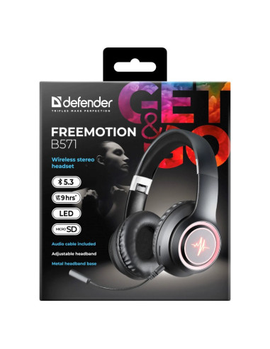 Defender Słuchawki Bluetooth Freemotion B571 Czarne Led