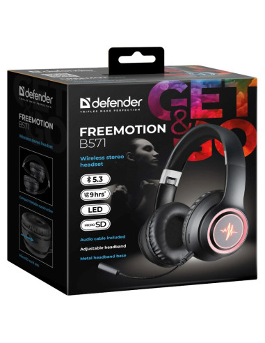 Defender Słuchawki Bluetooth Freemotion B571 Czarne Led
