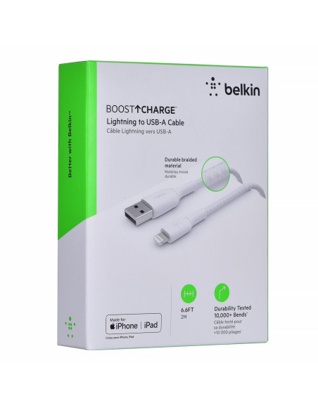 Kabel Belkin Boostcharge Braided Lightning To Usb-A Cable 2M Oplot White