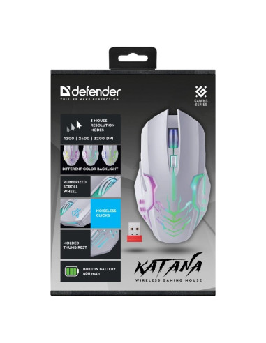 Defender Mysz Gm-511 Katana Rf 3200Dpi 7P Biała