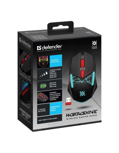Defender Mysz Gm-237 Horrodine Rf 3200Dpi 6P Czarna