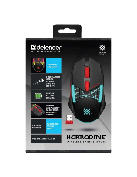 Defender Mysz Gm-237 Horrodine Rf 3200Dpi 6P Czarna