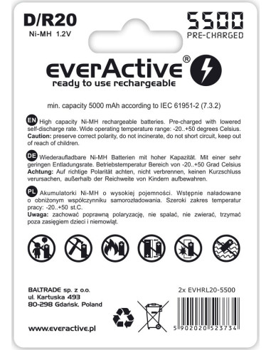 Zestaw Akumulatorków Everactive Evhrl20-5500 (5500Mah   Ni-Mh)