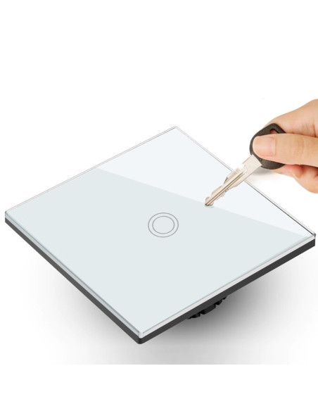 Maclean Dotykowy Włącznik Światła, Pojedyńczy, Szklany, Biały Z Okrągłym Przyciskiem Wymiary 86X86Mm Mce702W