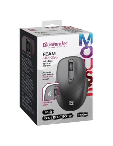 Defender Mysz Feam Mm-296 Rf Silent Czarna