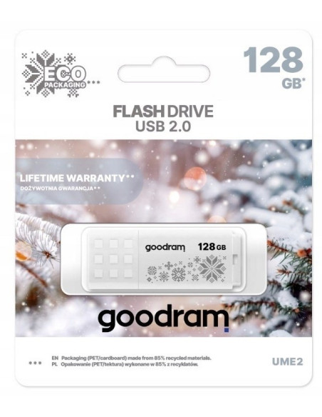 Pendrive Goodram Ume2-1280W00R11-Wi (128Gb  Usb 2.0  Kolor Biały) Winter