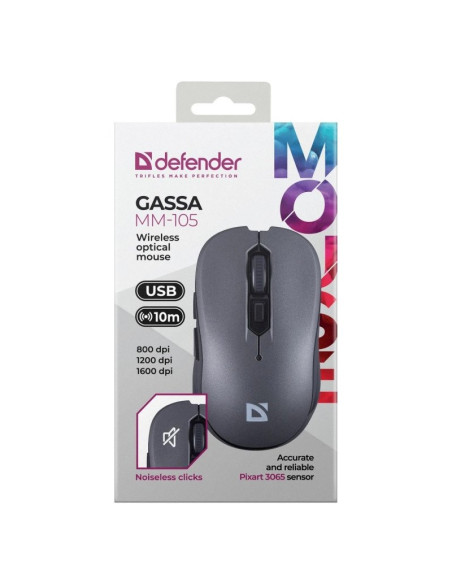 Defender Mysz Gassa Mm-105 Rf Silent Szara